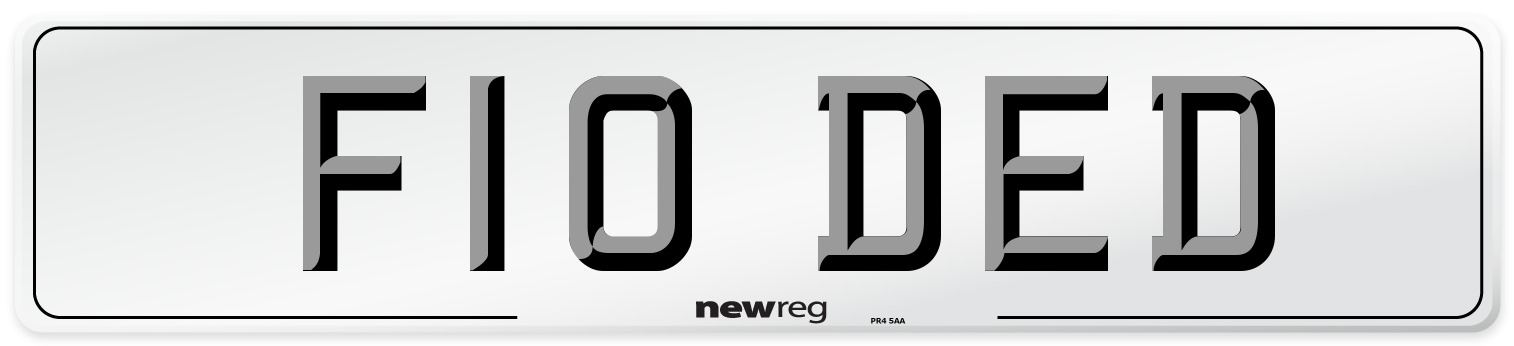 F10 DED Number Plate from New Reg